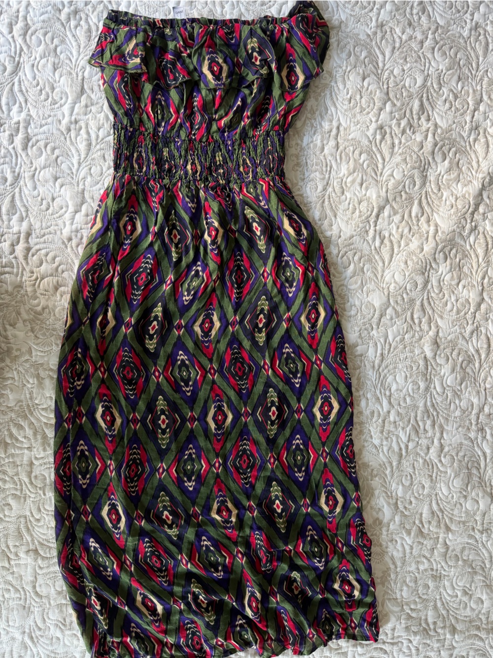 Chesley Geometric Print Maxi Skirt in Green, Purple & Magenta